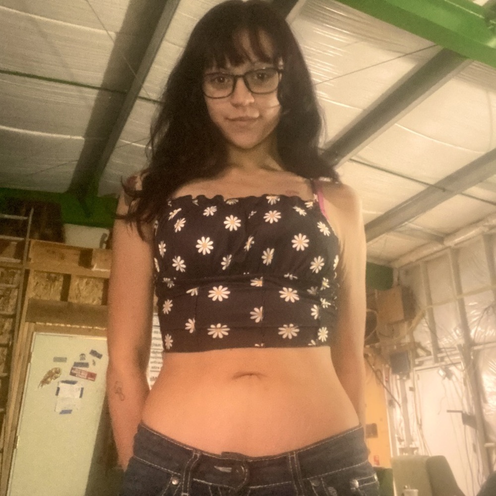 Shirt with white flowers